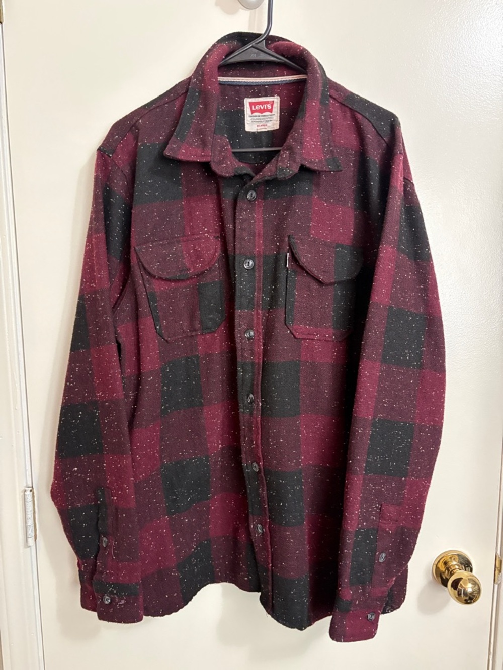 Levi's “Vintage” Burgundy and Black Buffalo Plaid Shirt Jacket